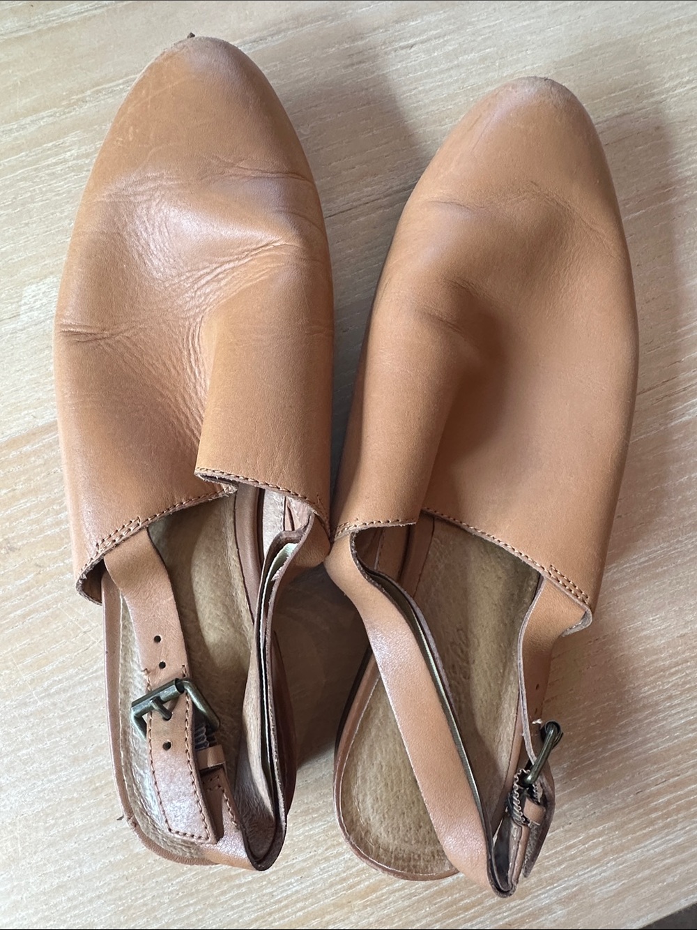 Madewell Tan Leather Slingback Mules